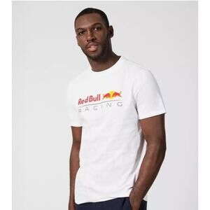 PUMA Red Bull Racing Logo Crew Neck Cotton White Casual T-Shirt Sz Large